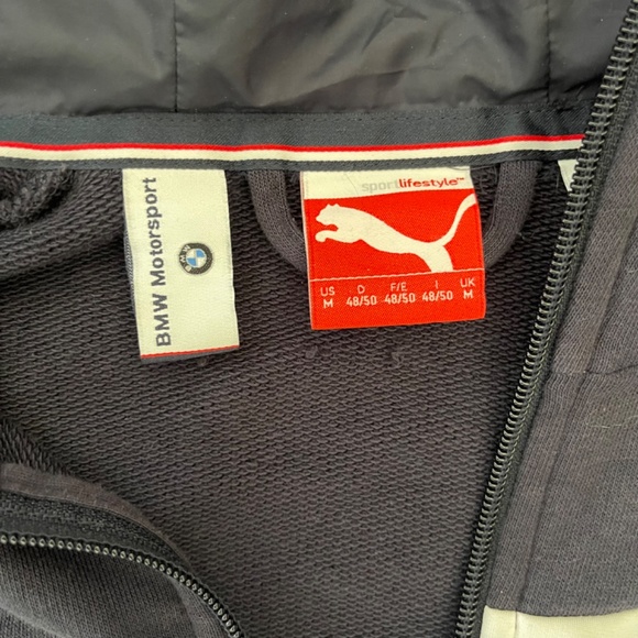 PUMA X  BMW TEAM MOTORSPORT ORIGINAL HOODED BLUE SWEAT JACKET Sz M - Picture 6 of 9